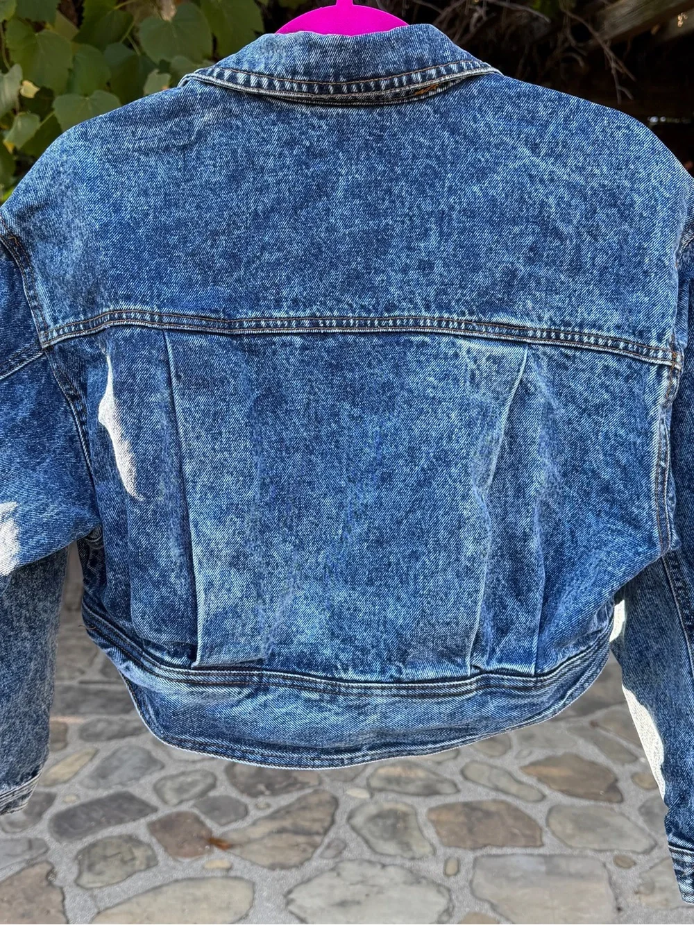 Guess? Vintage 90’s Acid Wash Cropped Denim Jacket - Blue Size Large - Picture 5 of 6